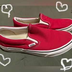 🛹 VANS Red 🎒Slip Ons 8.5 women’s,  7 men’s